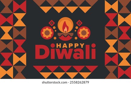 Diwali. Festival of Lights. Oil lamp. Deepawali. Indian festival poster. Candle and lantern. Happy holiday banner. Creative art template. Vector illustration