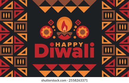 Diwali. Festival of Lights. Oil lamp. Deepawali. Indian festival poster. Candle and lantern. Happy holiday banner. Creative art template. Vector illustration