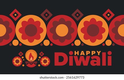 Diwali. Festival of Lights. Oil lamp. Deepawali. Indian festival poster. Candle and lantern. Happy holiday banner. Creative art template. Vector illustration