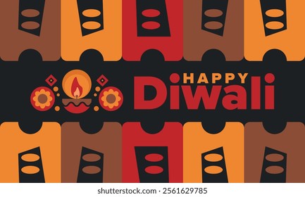 Diwali. Festival of Lights. Oil lamp. Deepawali. Indian festival poster. Candle and lantern. Happy holiday banner. Creative art template. Vector illustration