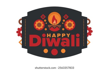 Diwali. Festival of Lights. Oil lamp. Deepawali. Indian festival poster. Candle and lantern. Happy holiday banner. Creative art template. Vector illustration