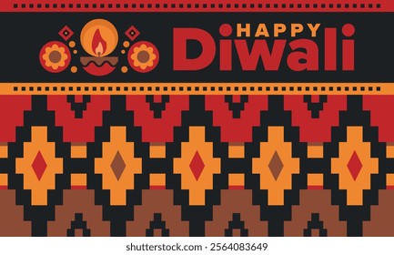 Diwali. Festival of Lights. Oil lamp. Deepawali. Indian festival poster. Candle and lantern. Happy holiday banner. Creative art template. Vector illustration