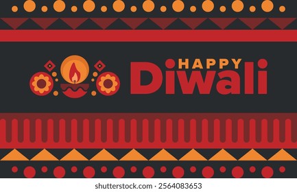 Diwali. Festival of Lights. Oil lamp. Deepawali. Indian festival poster. Candle and lantern. Happy holiday banner. Creative art template. Vector illustration