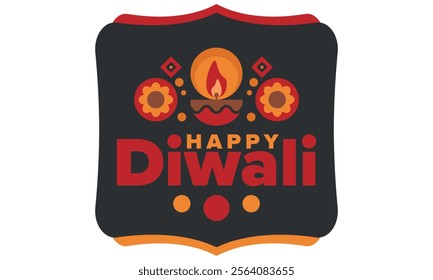Diwali. Festival of Lights. Oil lamp. Deepawali. Indian festival poster. Candle and lantern. Happy holiday banner. Creative art template. Vector illustration