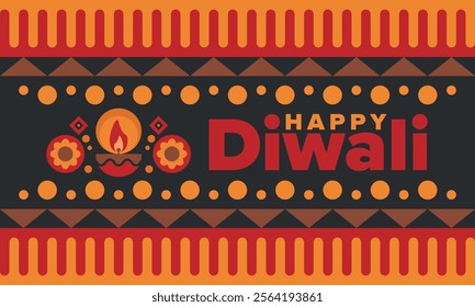 Diwali. Festival of Lights. Oil lamp. Deepawali. Indian festival poster. Candle and lantern. Happy holiday banner. Creative art template. Vector illustration