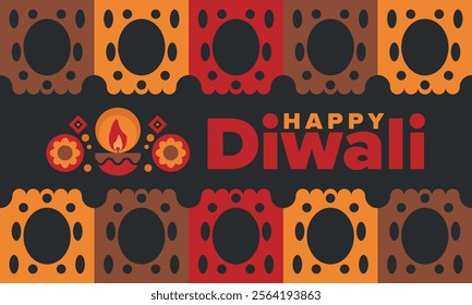 Diwali. Festival of Lights. Oil lamp. Deepawali. Indian festival poster. Candle and lantern. Happy holiday banner. Creative art template. Vector illustration