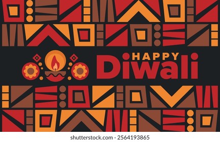 Diwali. Festival of Lights. Oil lamp. Deepawali. Indian festival poster. Candle and lantern. Happy holiday banner. Creative art template. Vector illustration