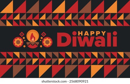 Diwali. Festival of Lights. Oil lamp. Deepawali. Indian festival poster. Candle and lantern. Happy holiday banner. Creative art template. Vector illustration