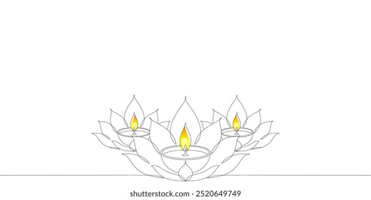 Diwali festival lights vector design, with line art style