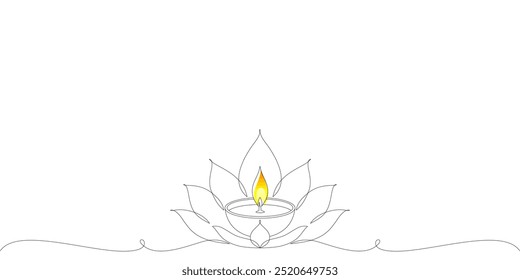 Diwali festival lights vector design, with line art style