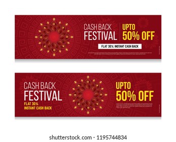 Diwali Festival Offer Banner Design Template with 50% Discount Tag