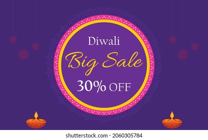 
Diwali Festival Offer Big Sale Background Template with Creative Lamps ,Vector illustration design

