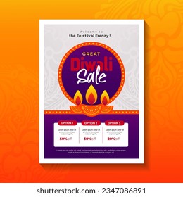 Plantilla de diseño de afiches para el Festival Diwali, plantilla de diseño de afiches para la oferta del festival