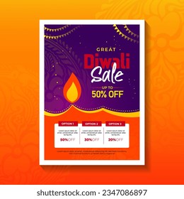 Plantilla de diseño de afiches para el Festival Diwali, plantilla de diseño de afiches para la oferta del festival