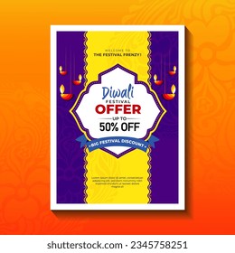 Diwali Festival Offer, Sale Poster Design Template