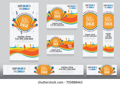 Diwali Festival Offer Website Banner Design with Different Sizes