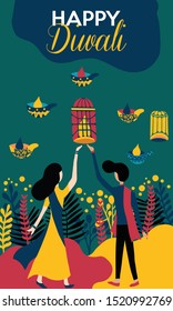 Diwali Festival is one of biggest festival in India. Use this design for your social media feeds, web banner, or greetings card!