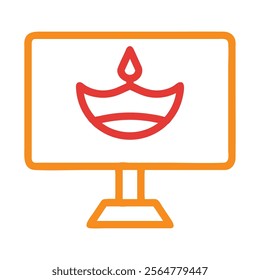 Diwali festival online celebration icon. Concept of virtual holiday, tradition, and culture.