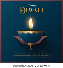 Diwali festival post. DIwali holiday shiny background with diya lamps and rangoli. Vector illustration