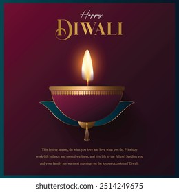 Diwali festival post. DIwali holiday shiny background with diya lamps and rangoli. Vector illustration