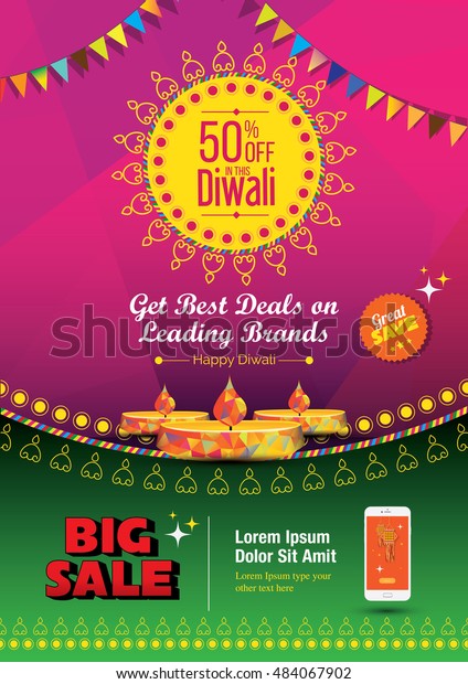 Diwali Festival Poster Design Template Mit Stock Vektorgrafik Lizenzfrei