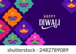 Diwali festival poster, Diwali Sale banner, Diwali background design with lights, peacock, lanterns, candles and flowers. Vector illustration