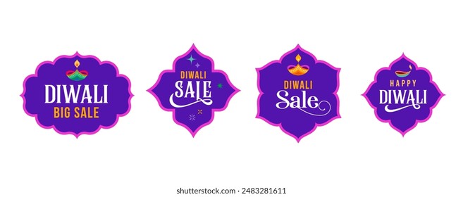 Diwali festival poster, Diwali Sale banner, Diwali background design with lights, peacock, lanterns, candles and flowers. Vector illustration