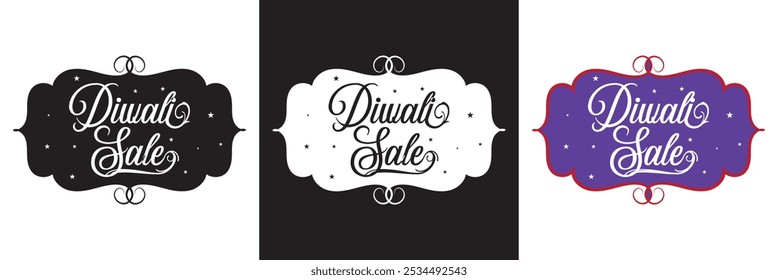 Diwali festival poster, Diwali Sale banner, Diwali background design with lights, lanterns, candles and flowers. Vector illustration isolated on white and black  background. EPS 10