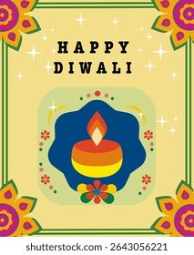 Diwali Festival Poster, Diwali Sale Sign, Diwali Background Design With Lights, Lamps, Candles And Flowers, Vector Illustration