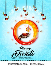 Diwali Festival Sale Design Template with Discount Tag and Creative Lamps, Floral Ornament ,mandala, Abstract Background - Diwali Offer Modern Flyer Design Template