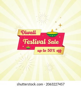 Diwali festival sale offer logo unit with lamp and shine graphics, Diwali celebration background, Banner, Logo Design, Icon, Poster, Unit, Label, Web Header, Vector, illustration, Tag.