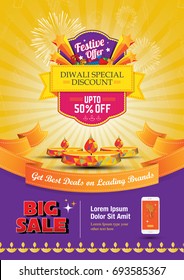 Diwali Festival Sale Poster Flyer Layout Template a4 Size  - Shutterstock ID 693585367
