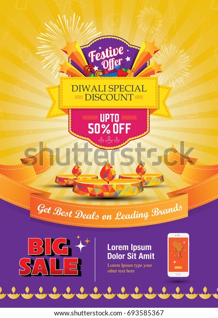 Diwali Festival Sale Poster Flyer Layout Template a4\
Size 