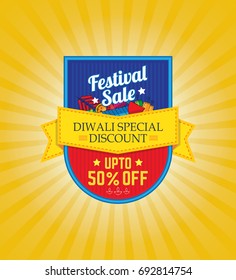 Diwali Festival Festival Sale Tag, Sticker Template Vector Illustration