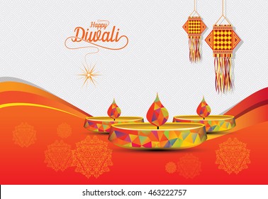 Diwali Festival Template in Indian Traditional Design with Creative Lamps