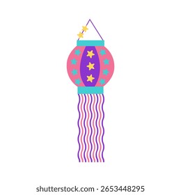Diwali festival traditional lantern in flat style. Indian Deepavali vector illustration for banners, posters and social media content