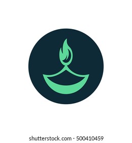 Diwali festival vector, clip art. Also useful as icon, logo, greeting card, circle app icon, symbol, graphic image, silhouette and illustration.