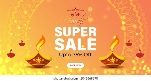 Diwali Festive Season Sale banner, Limited offer Dipawali, Indian festival, Diya lamp, oil lamp, vector illustration offer banner, advertisement