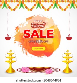 Diwali Festive Season Sale banner, Limited offer Dipawali, Indian festival, Diya lamp, oil lamp, vector illustration offer banner, advertisement