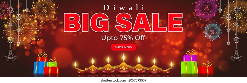 Diwali Festive Season Sale banner, up to 50%  offer Dipawali, Indian festival, Diya lamp, oil lamp, colorful bokeh background, vector illustration offer banner, advertisement