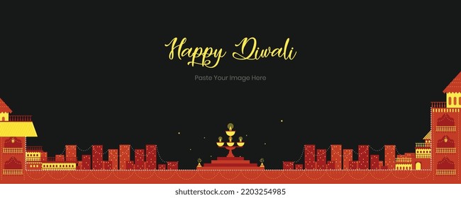 Diwali Filter Social Media Banner with Happy Diwali Text 