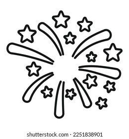 Vector de contorno del icono de fuegos artificiales de Diwali. Fiesta de eventos. Celebrar el año nuevo