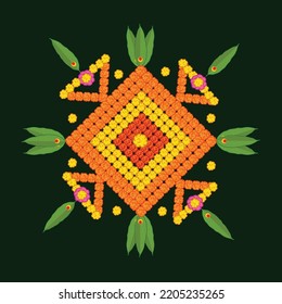 diwali flower rangoli design vector illustration