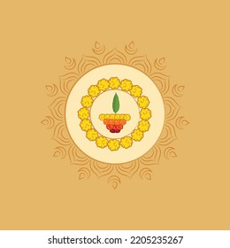 diwali flower rangoli design vector illustration
