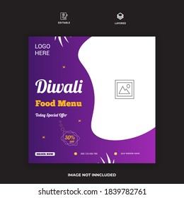 Diwali food social media and Instagram post template