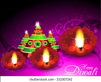 Diwali Greeting Card With Cracker Vector illustration 