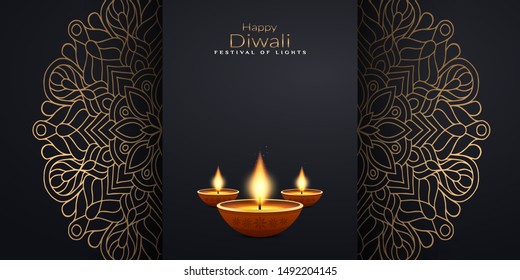 Diwali Greeting Card. Festival holiday design background. Vector illustration