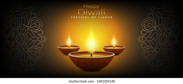 Diwali Greeting Card Festival Holiday Design Stock Vector (Royalty Free ...