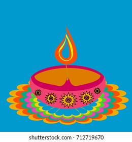 Diwali Greetings with earthenware lamp or Diya for the festival of lights