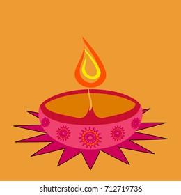 Diwali Greetings with earthenware lamp or Diya for the festival of lights